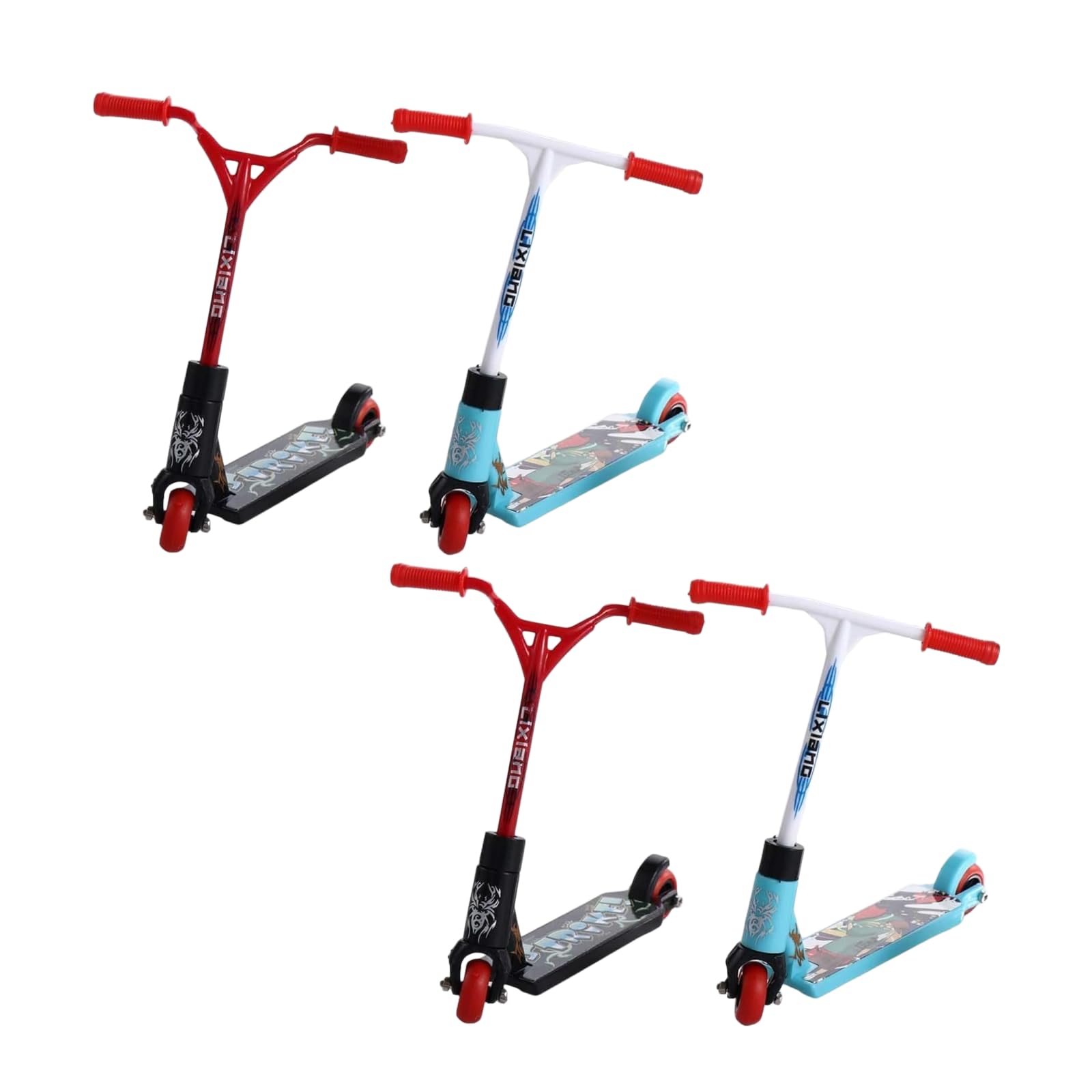 4Pcs Finger Scooter Mini Two Wheel,Mini Scooters Finger Board Accessories,Tiny Trick Scooter for Party Favors,Finger Training,Juggling Sets,Birthday Gifts,Magic Kits and Accessories