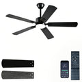 FUMLTP 52 inch Modern Ceiling Fans with Lights APP/Remote Control, Low Profile Reversible 6 Speeds Ceiling Fan Light for Indoor/Outdoor Patio Bedroom Living Room,Black