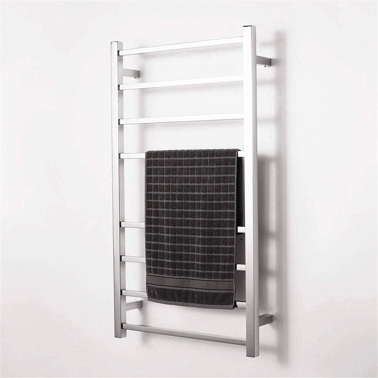 Heated Towel Rail Rails Towel Warmer,Wall Mounted Towel Warmer Electric Heated Drying Racks for Bathroom Stainless Steel Waterproof Intelligent Constant Temperature 10 Bars Polishe