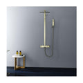 Shower System, Brushed Gold Bathroom Shower Faucet Set Wall Mounted Shower Fixtures 3 Functions Shower Set with Rectangle Rain Shower Head, Handheld Shower Head