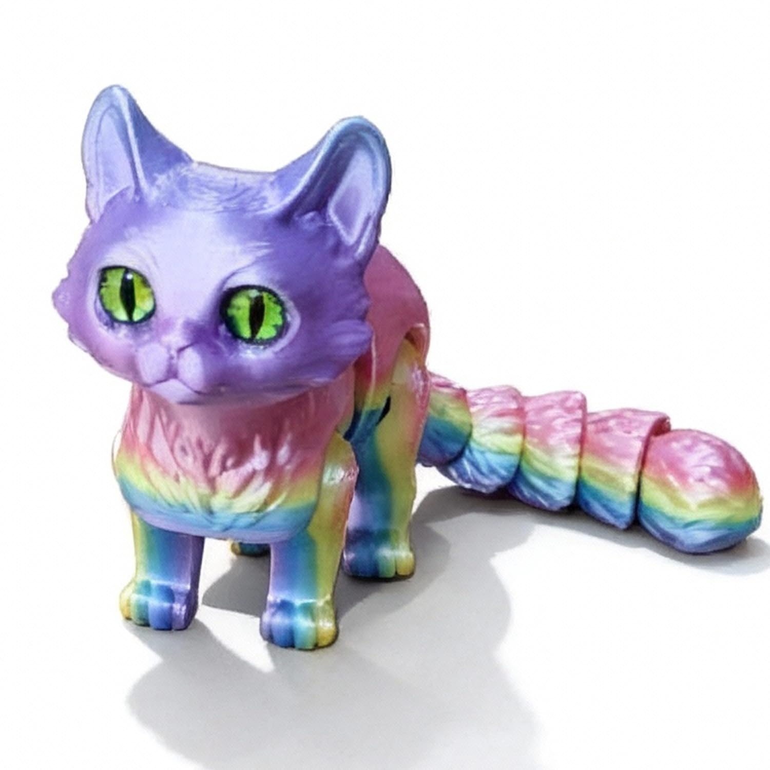 QINGMIAO 3D Printed Cat, Articulated Black Toys for Adult, 3D Print Animals Fidget Toys Decor for Stress Relief, 3D Printing Desktop Cute Cats Pet (Candy Color (Color Random))