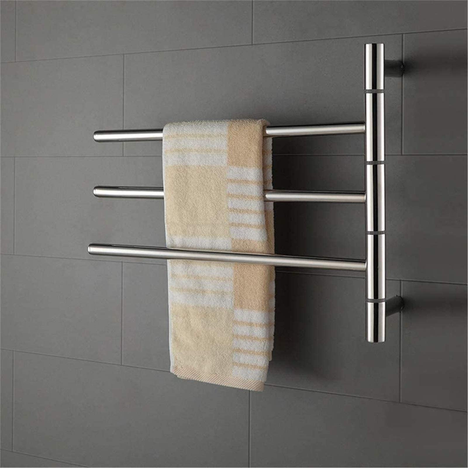Heated Towel Rail Rails Towel Warmer Electric Towel Rack Towel Warmer Wall-Mounted 304 Stainless Steel Rotatable Energy Saving Drying Rack Home Bathroom Accessories (Size : 3Bar)