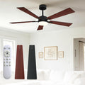 Ceiling Fans with Lights, 52 Inch Low Profile Smart Ceiling Fan with Light & Remote Control, Noiseless 5 Blades 3CCT Dimmable for Bedroom Living Room Dining Room