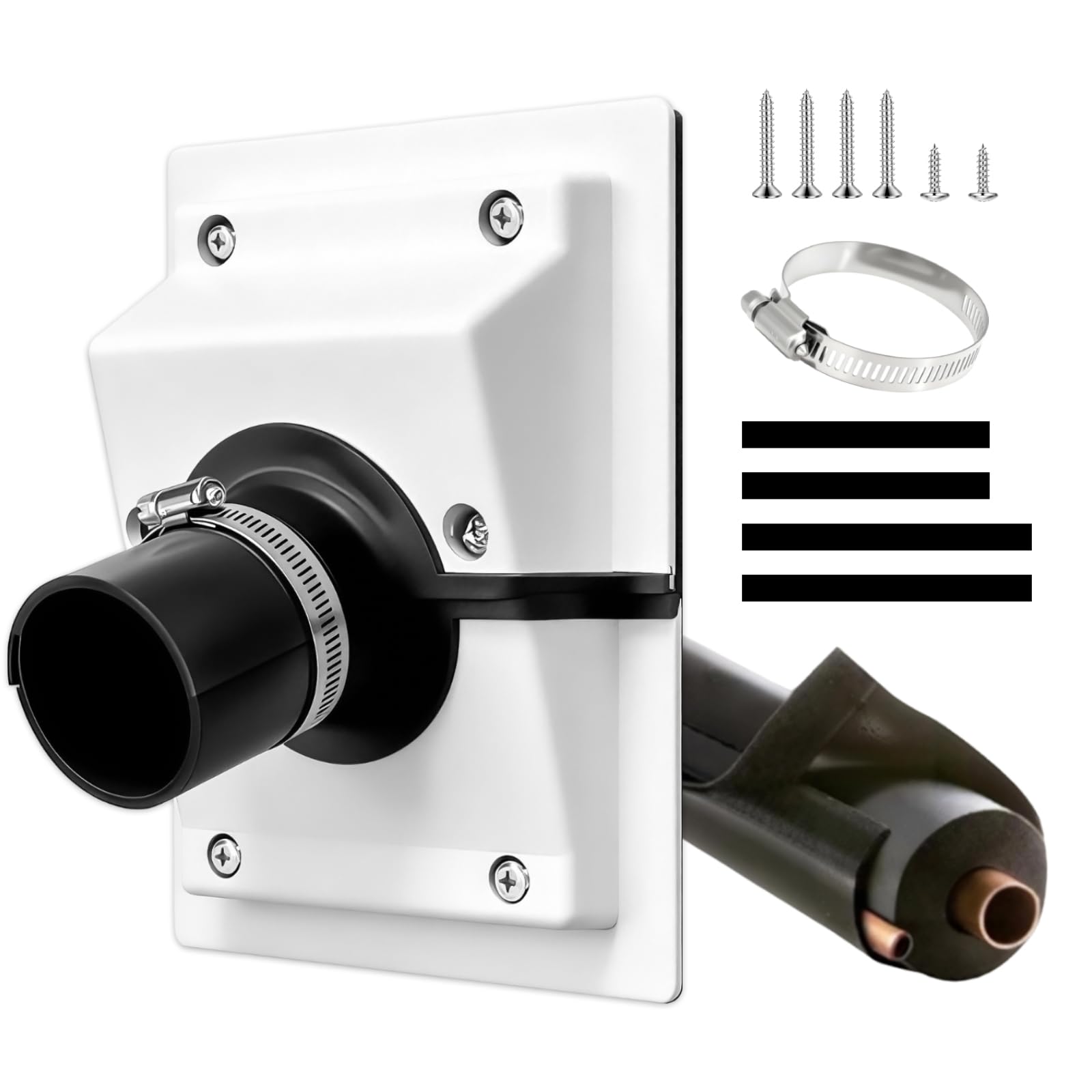 HVAC Wall Penetration Cover & Line-Set Cover Kit—fit 1 3/4" Insulated Refrigerant Lines UV-Resistant Split Air Conditioning Duct Kit Wall Cover for Indoor and Outdoor AC Systems (White)