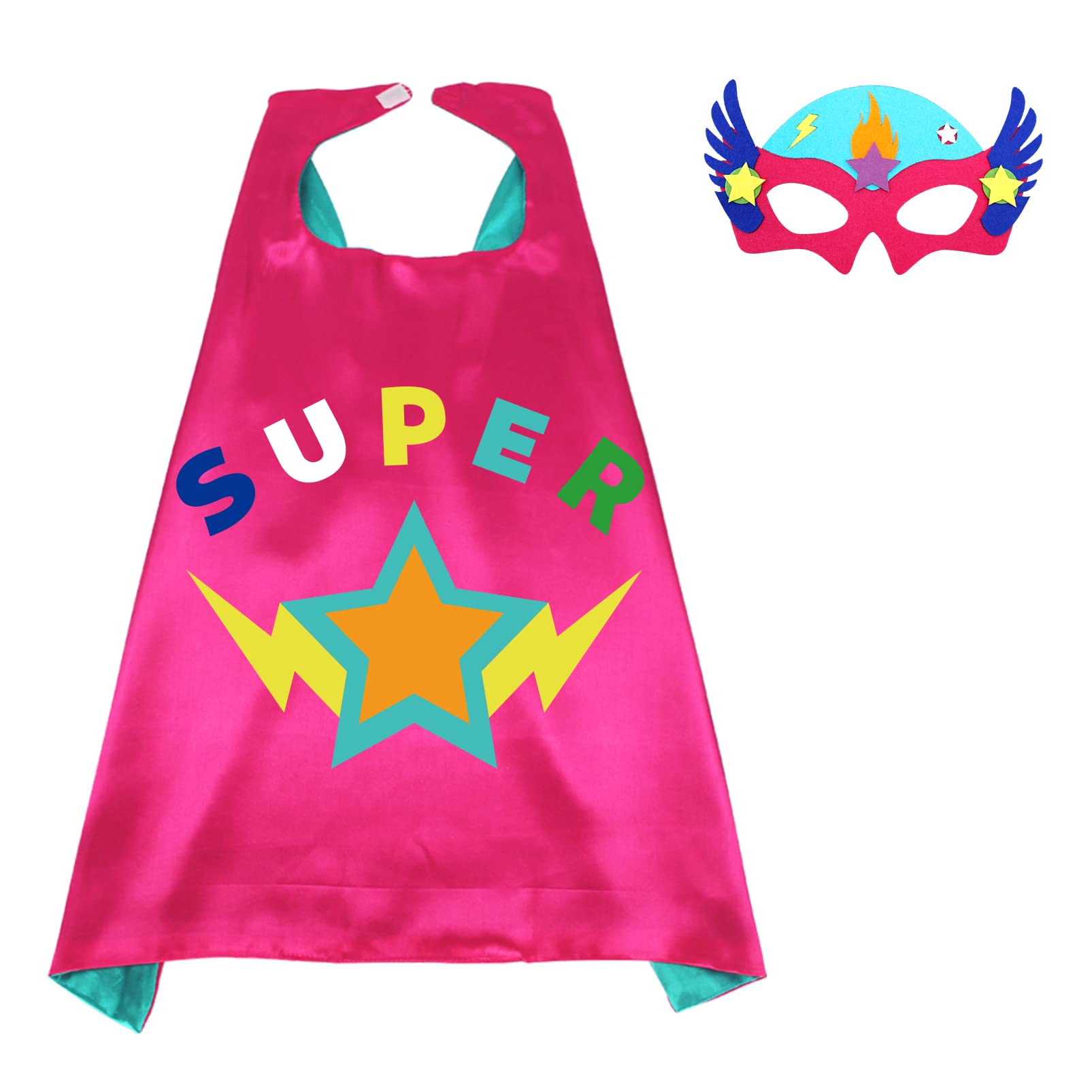 D.Q.Z Star Superhero Cape and Mask for Kids Dress Up Costume, Super Hero Toys for Boys Girls Halloween Party Favors