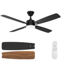 Ceiling Fan, Remote Control Reversible DC Motors, 9CCT Dimmable Timer Noiseless, Ceiling Fan with Light for Bedroom Living Room, Indoor&Outdoor Black