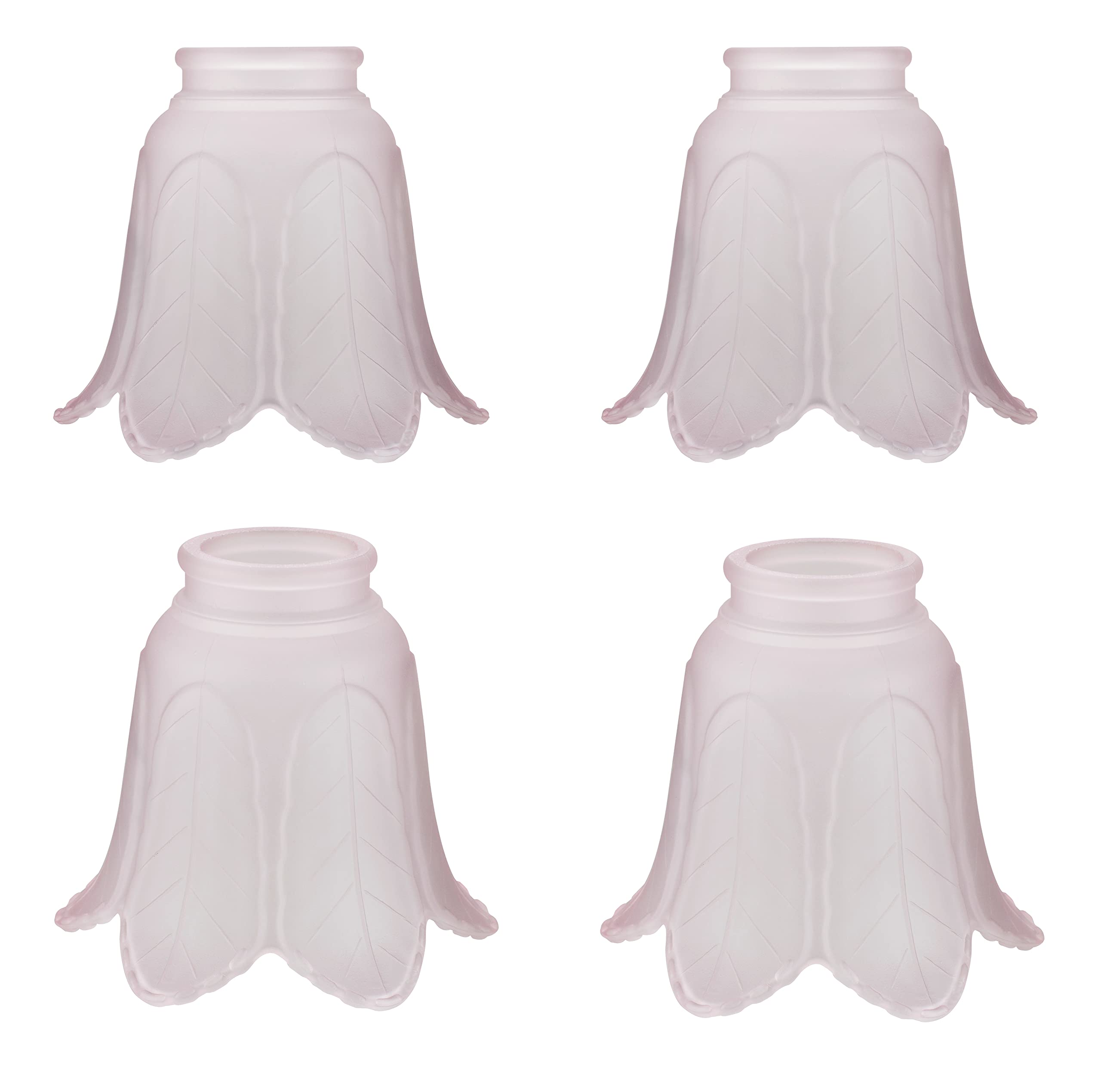 Aspen Creative 23102-4A Transitional Pink Rose Leaf Ceiling Fan Replacement Glass Shade, 2-1/8" Fitter Size x 5" Diameter x 4-1/4" Height, 4 Pack