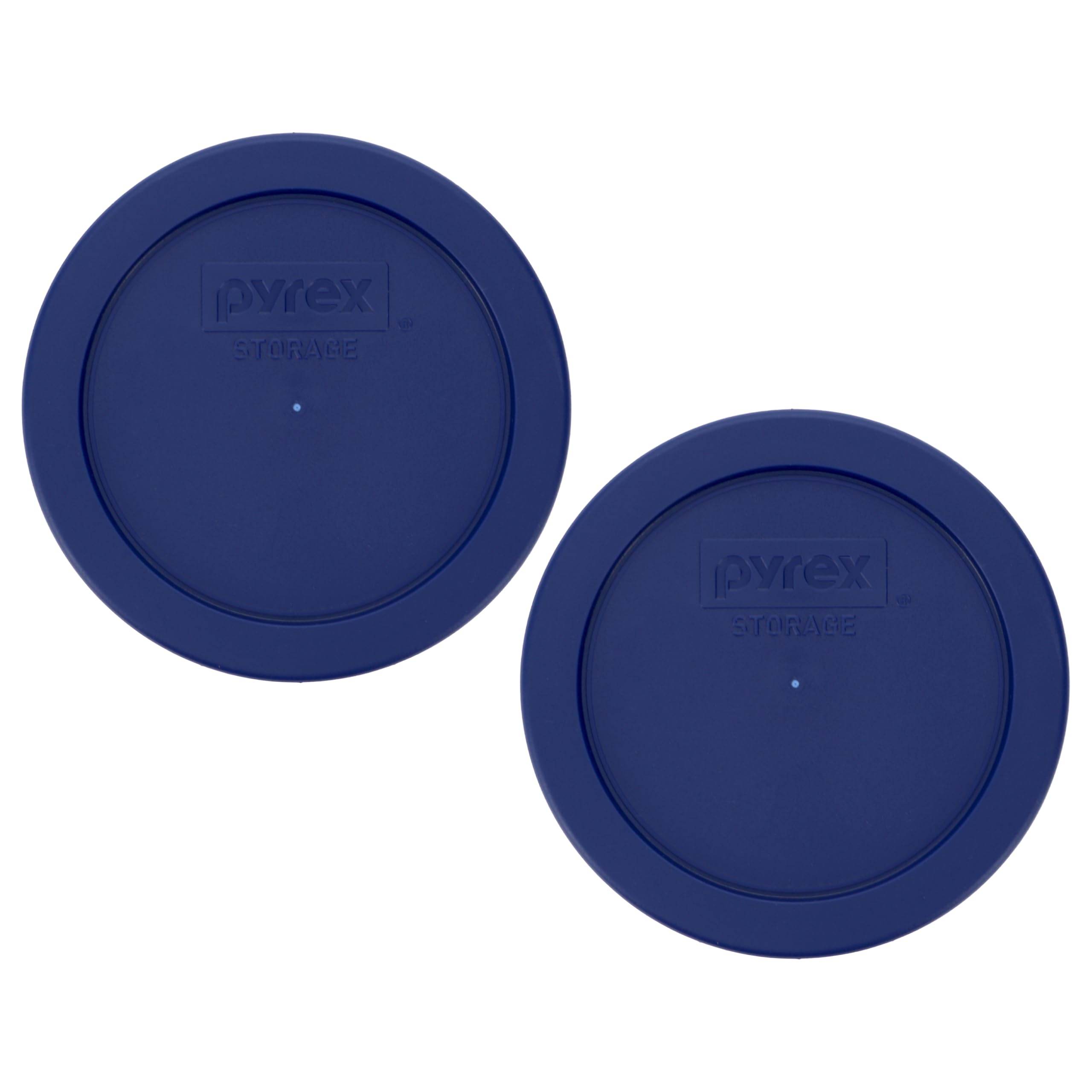 Pyrex 7200-PC 2 Cup Dark Blue Round Storage Lids - Original Genuine Pyrex Lids - 2 Pack