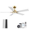 Lorpies 52” Smart Ceiling Fan with LED Lights Remote,Quiet DC Motor,Voice Control via Alexa Google WIFI Phone,Outdoor Indoor Modern Ceiling Fans,Dimmable,for Bedroom Patio Porch,Gold and White Black