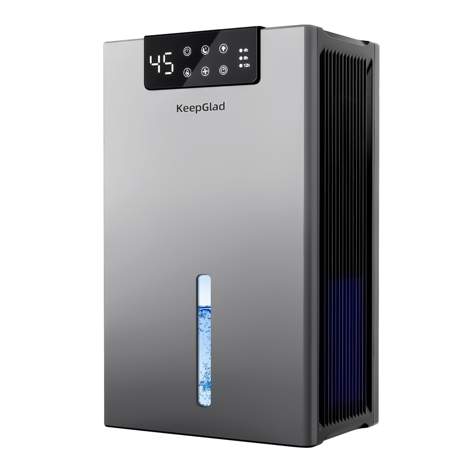KeepGlad Dehumidifier, 98OZ Dehumidifiers for Home(1000sq.ft), Humidity Display Dehumidifier for Basement Bathroom Bedroom, Auto Shut Off, Washable Filter, Drain Hose, Timer, 7 Ambient Lights, Gray