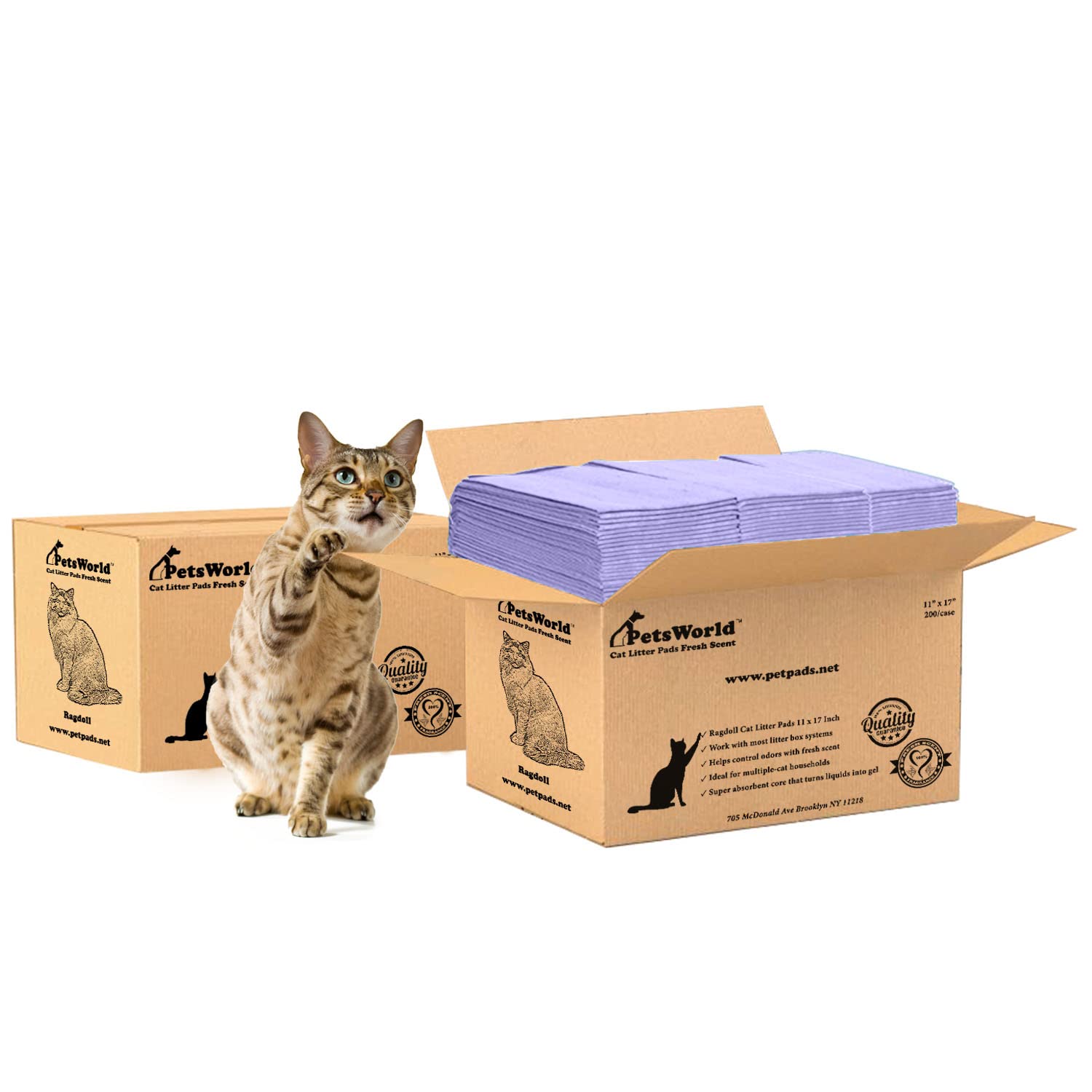 PetsWorld Universal Fit Cat Pad Refills for Litter Box, Fresh Scent, Odor Control, Pack of 400