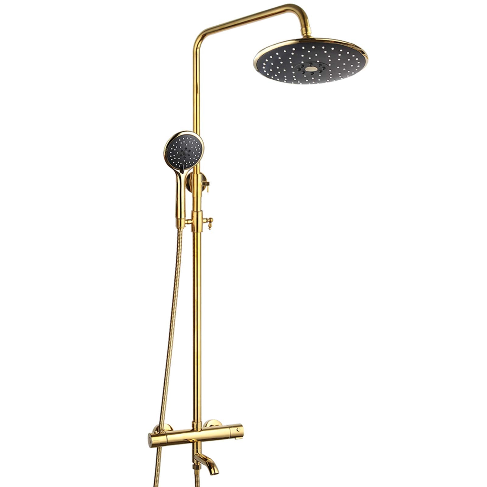 Shower Fixture 3 Functions Shower System Thermostatic Shower Faucet Set Bathroom Rain Mixer Shower Combo Set with 3 Functions Hand Shower