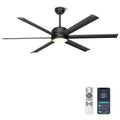Ohniyou 60" Industrial Ceiling Fan with Lights - Remote & APP Control, Dimmable, DC Motor, Outdoor Fan with Aluminum Blades for Patio Living Room, Black