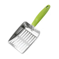 Cat Litter Shovel, Green, 430 Stainless Steel Metal Scooper with 5 Mm Fine Holes, 10.2 X 5.2 X 1.2 in, Non-Slip Pp Handle for Easy Cleaning & Storage