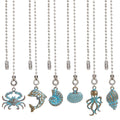 CRASPIRE 12Pcs Seashell Ocean Marine Animal Ceiling Fan Pull Chain | Alloy Dolphin Crab Octopus, Vintage Green Patina, Hanging Pendant Charm, Ball Chain Dangler Extension
