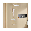 Thermostatic Shower System, White Bathroom Shower Faucet Set Complete 3 Functions Shower Fixtures Wall Mounted Shower Kit with Valve and Rain Shower Head, Handheld Shower Head, Tub