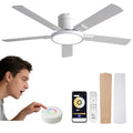 Ceiling Fan with Lights, Smart Flush Mount Ceiling Fan with Remote/APP/Offline Voice Control, 6 Speeds Reversible, 3-Color Dimmable LED,Modern Low Profile Ceiling Fan for Bedroom Living Room 52"
