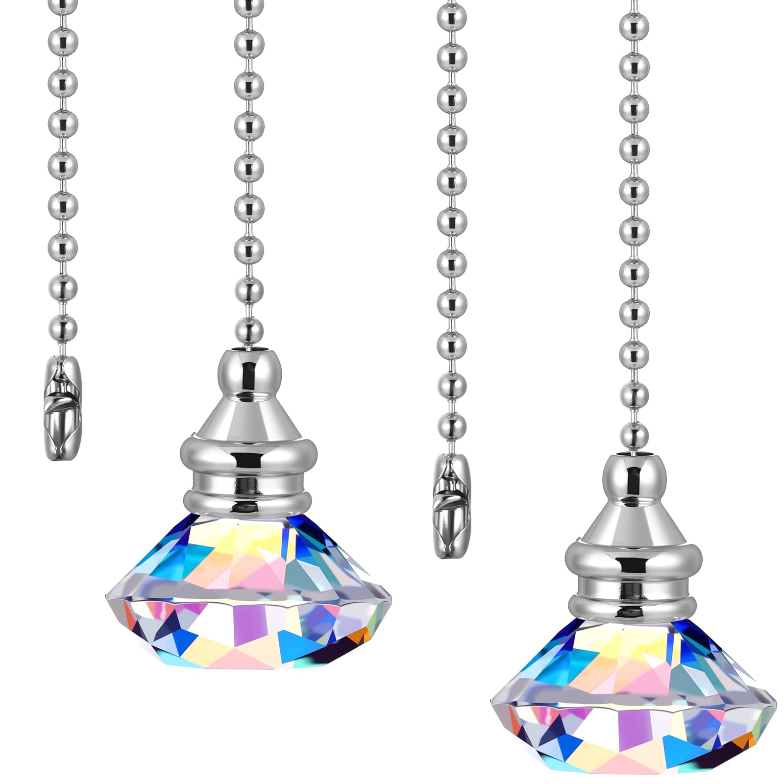 JOVITEC 2 Pieces Light Pull Chain Extension Ceiling Fan Pull Chain Ornaments Decorative 1 Meter Long Each(Rainbow Color)