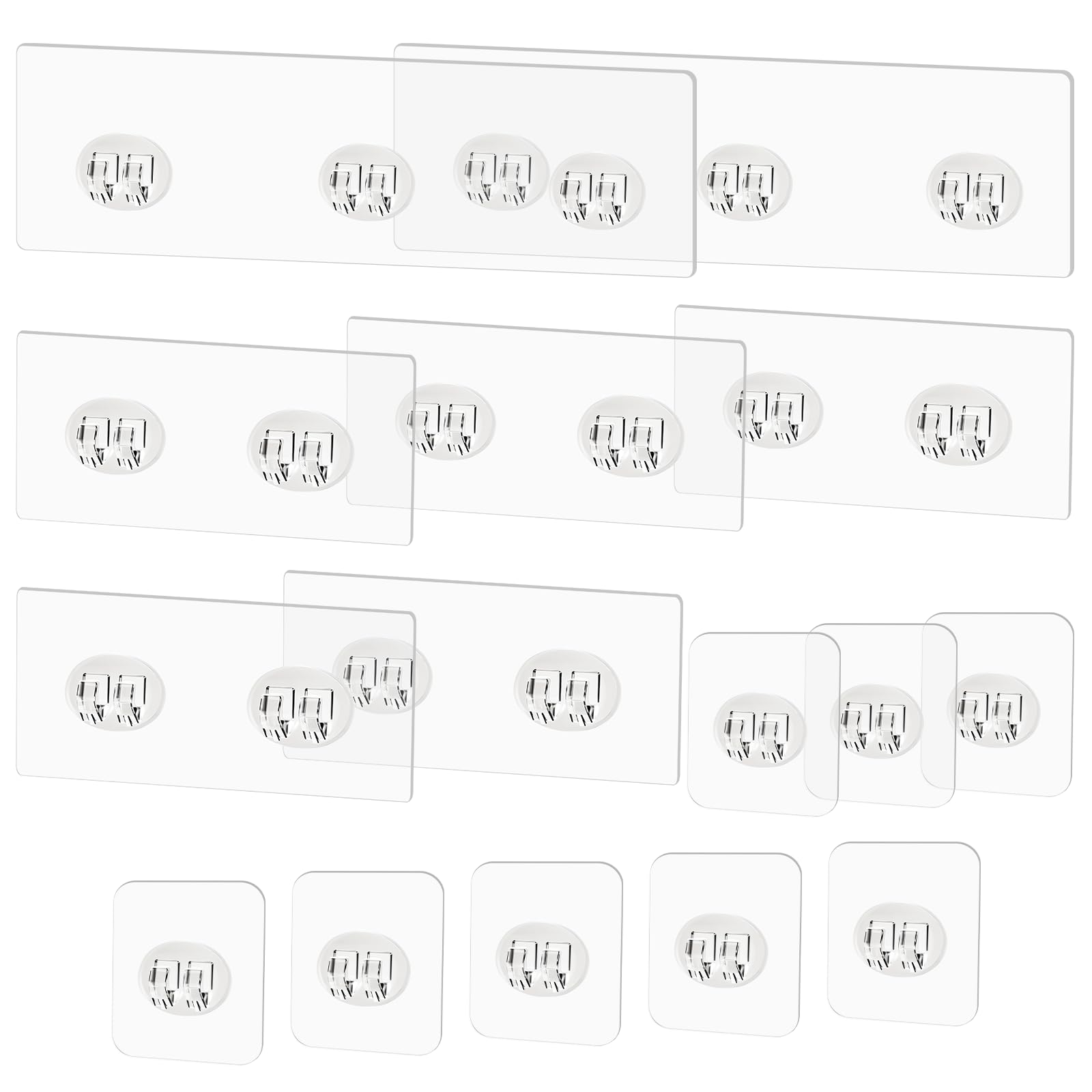 15 Pack Shower Caddy Adhesive Replacement - Strong No Drilling Shower Shelf Adhesive Hooks for Bathroom Storage Shelves & Kitchen Racks, 3 Sizes Included