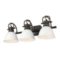 Duncan 3-Light Bath Vanity in Rubbed Bronze with Matte White