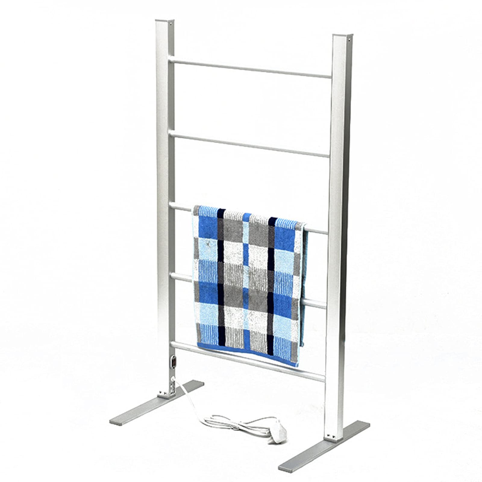 Freestanding Electric Heated Towel Rail Radiator, Silver Aluminum Alloy Towel Warmer Drying Rack, Bathroom Smart Constant Temperature Heated Towel Rack