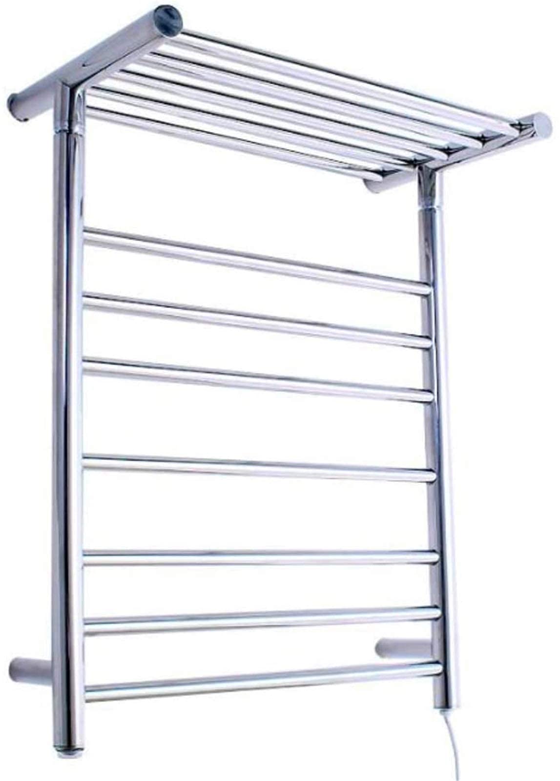 Heated Towel Rail Rails 304 Stainless Steel Towel Warmer WallMounted Electric Towel Rack with Storage Rack Drying Rack Heating Chrome Finish for Bathroom 680X520X300mm Plugin (Co