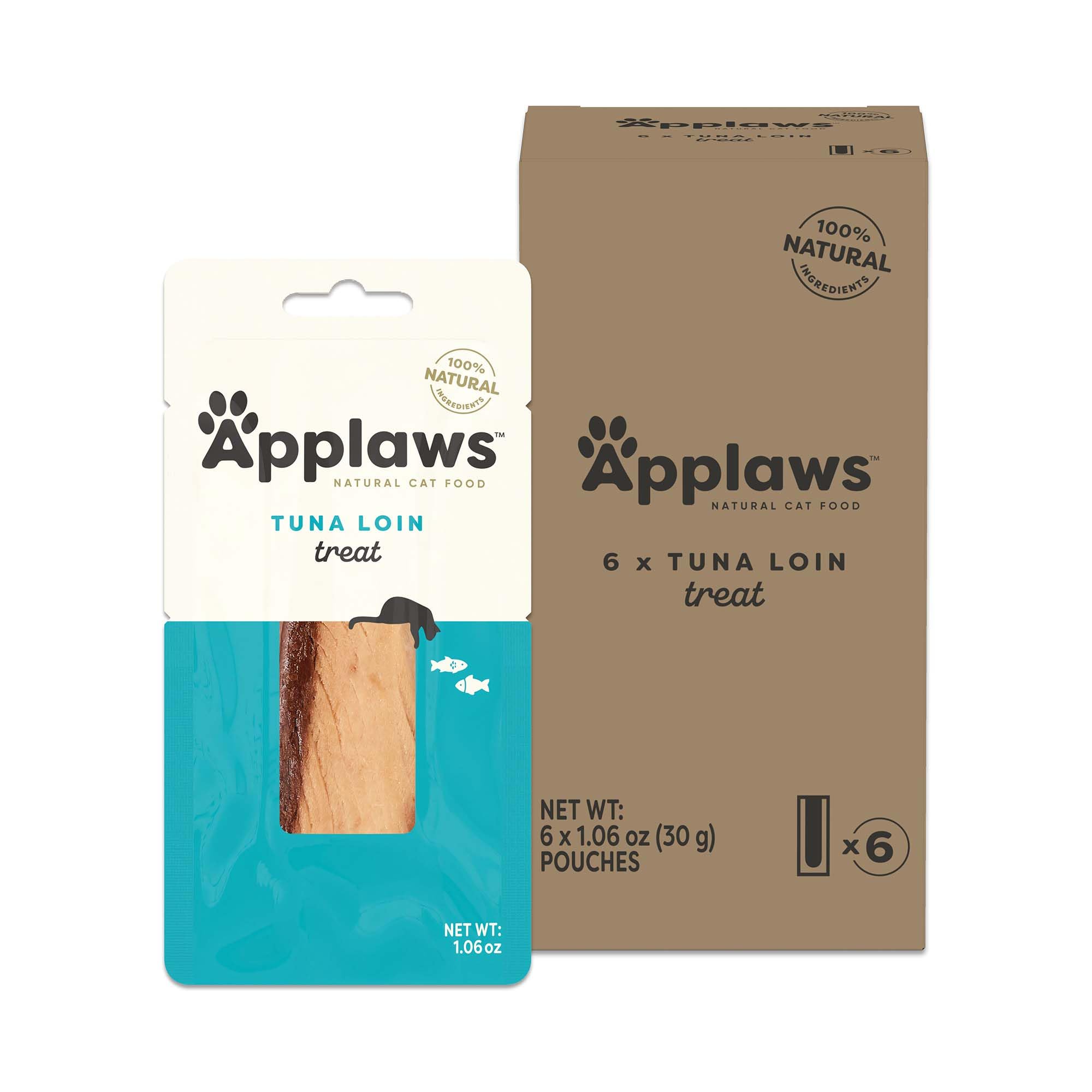 Applaws Natural Cat Treats, Grain-Free, Single Ingredient, Whole Protein Fillet, Healthy Snacks with No Artificial Additives (6 x 1.06oz Whole Tuna Loin)