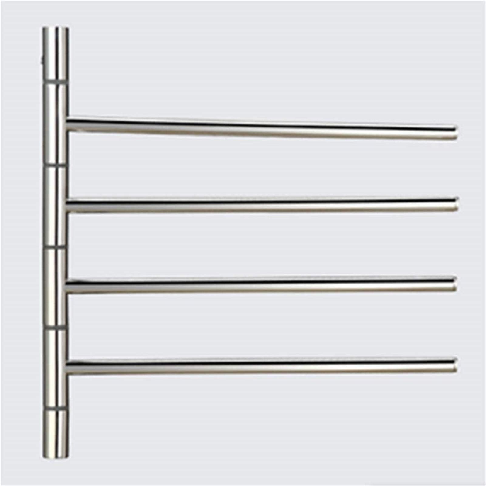 Wall-Mounted Rotating Towel Heater, 4-Bar Smart Electric Towel Rack Heating Rack Wall-Mounted Bathroom Shelf, Silver