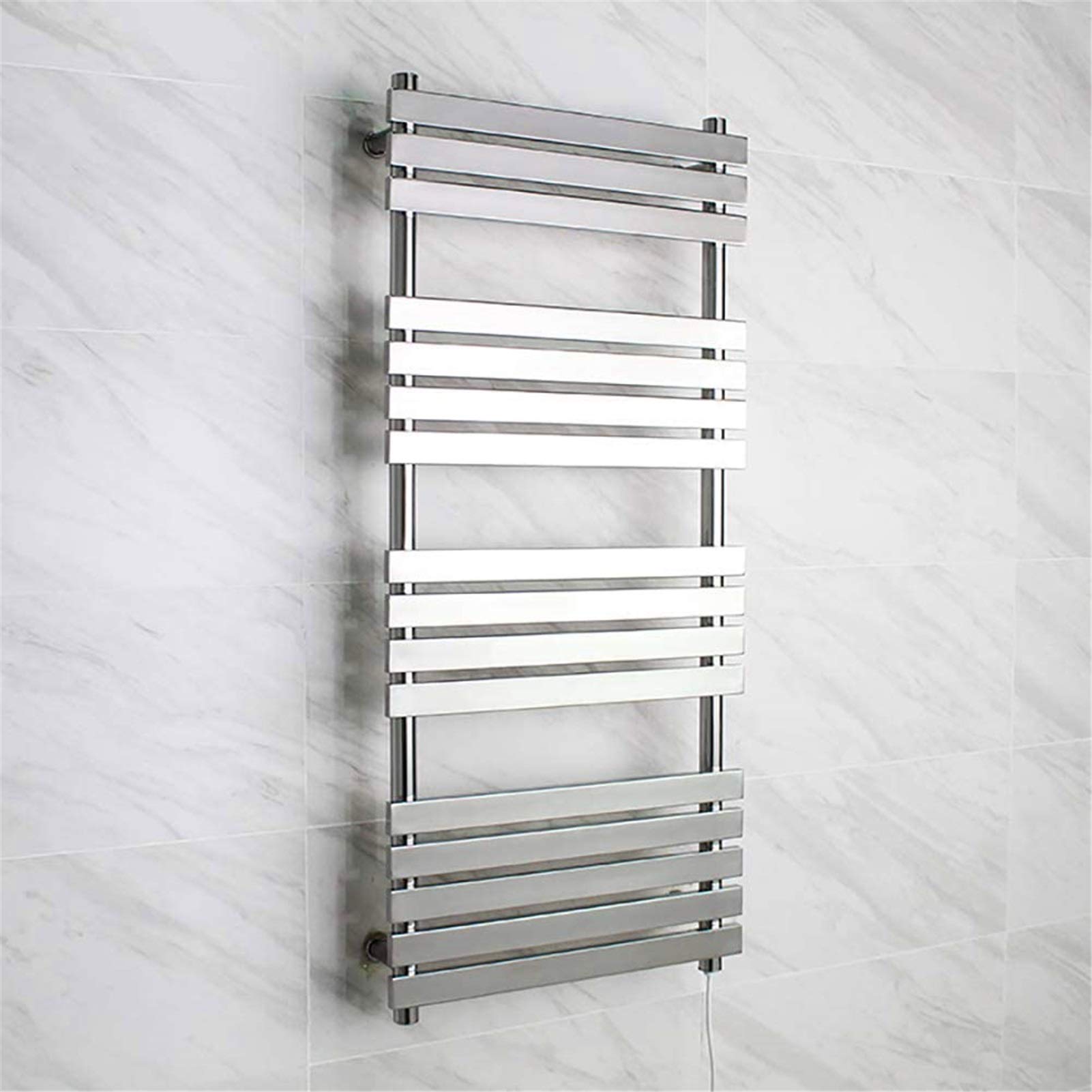Bathroom Wall Heater Towel Warmer,Wall Mounted Plug-in Straight Towel Warmer Electric Heated Drying Racks for Bathroom Stainless Steel 16 Bars Polished 88 Watt 20.5 Inch x 45.75 Inch,plugin