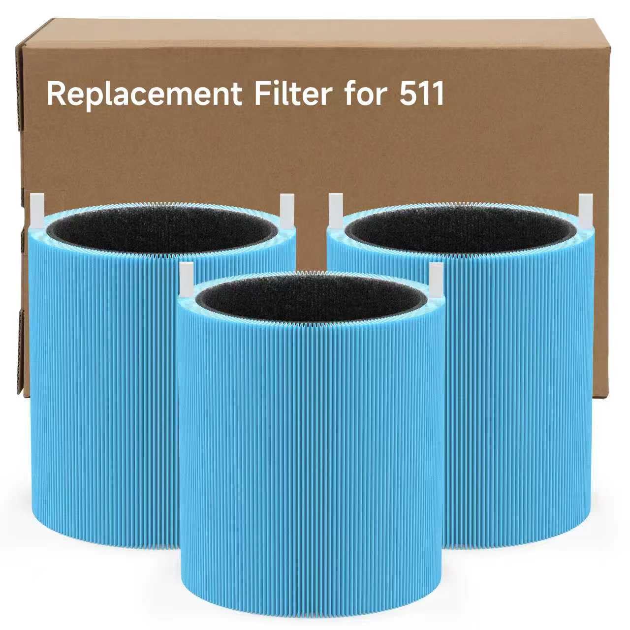 3 Packs 511 AllergenBlock Filter Compatible with Blueair Blue Pure 511 Air Cleaner Purifier, Blue