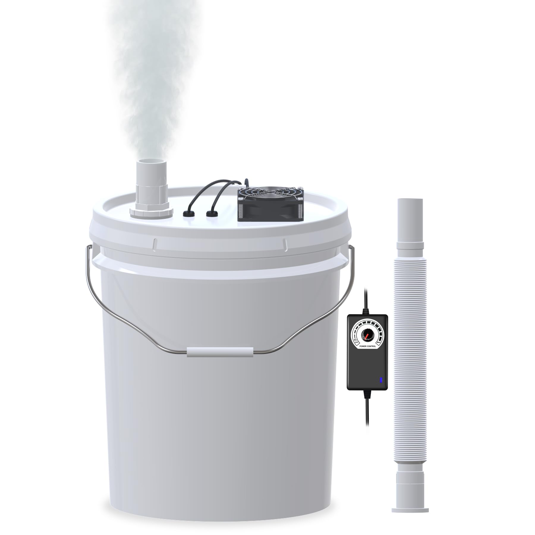 19L Large DIY Humidifier Kit - for Plants, Mushrooms, Grow Tents, Terrarium | Turns a 5 Gallon Bucket into Cool Mist Humidifier, Extendable Hose, High Output, Long Runtime (2-Fogger, Double Mist)