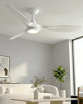 Roomratv Ceiling Fans with Lights,Large Airflow 52inch Modern Ceiling Fan with Quite Reversible DC Motor 3 Color Temperature LED Light (White)