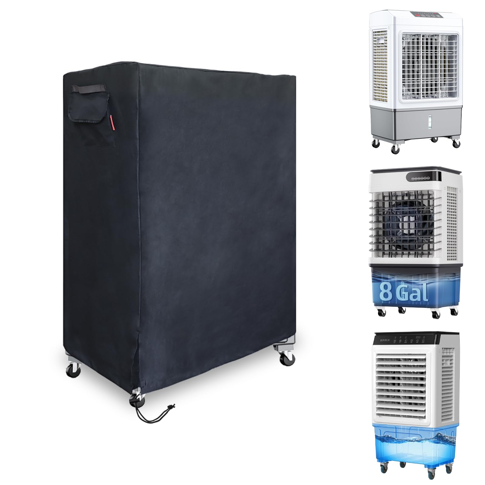 Outdoor Swamp 600D Heavy Duty Cooler Cover, Evaporative Air Cooler Cover Fits Hessaire MC37M 3100CFM, Uthfy 41" Swamp Cooler, ROVSUN 2300, 2600CFM, MEPTY 2500CFM, Air Choice 1800CFM (23" × 21" × 37")