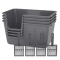 4-Pack Cat Litter Box with High Sides and Scoop, Plastic Open Top Cat Litter Box, Gray