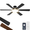 52 Inch Ceiling Fans with Lights, 6 Double Sided Blades, Ultra Quiet Reversible DC Motor, Remote & APP Control, 6 Speeds, 3CCT Dimmable LED with Memory Function, Flush Mount for Living Room, Black