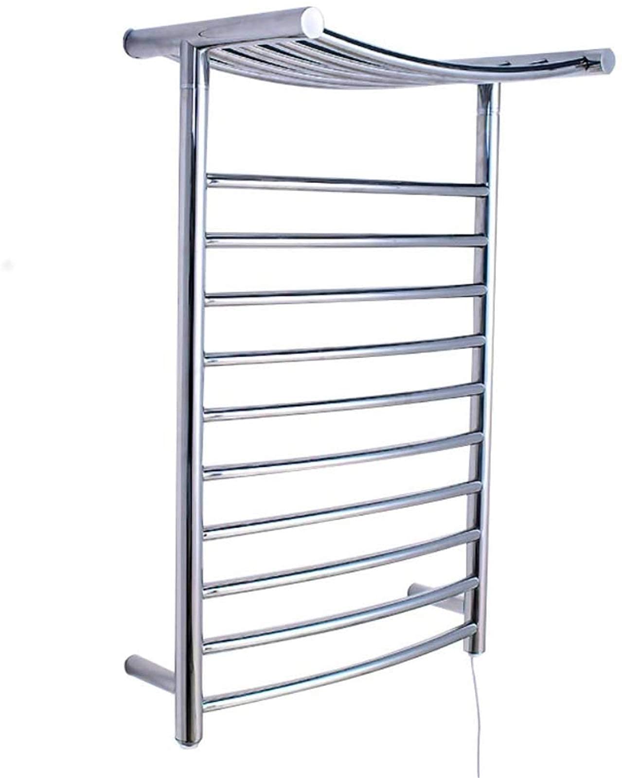 Heated Towel Rail Rails Wall Mounted Electric Towel Warmer, Electric Heated Laundry Drying Rack with Storage Shelf, Stainless Steel Polished Suitable for Bathroom,Plugin (Color : P