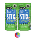 Tiki Cat Stix Wet Treats, Grain Free Lickable Smooth Mousse Blend with Tuna Creamy Gravy 6 Stix in 1 Pouch (Pack of 2), Plus 1 Cat Pom Pom Balls Toy