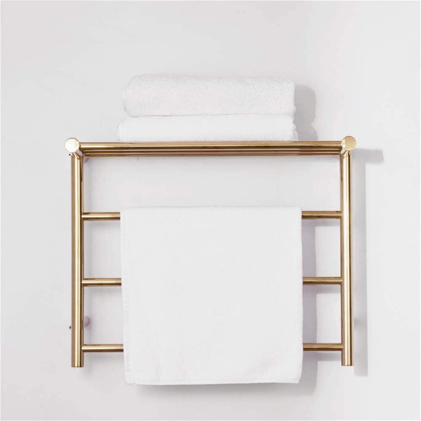 Bathroom Wall Heater Electric Heated Towel Rack, Vacuum Plating Heated Towel Warmer, 304 Stainless Steel Drying Rack Towels, 480X610X230Mm,Gold