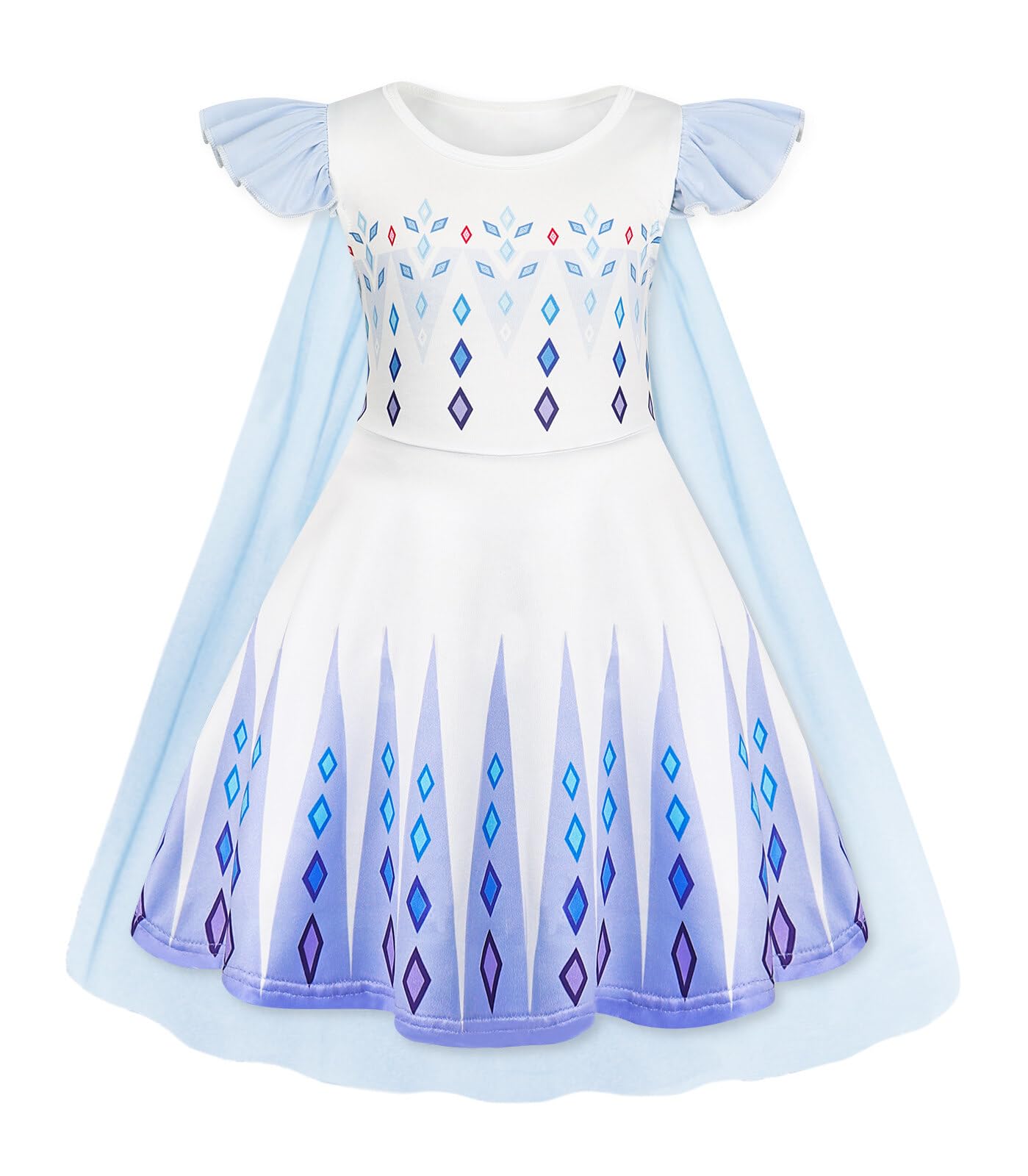 WonderBabe Princess Dress With Cape Girls Christmas Birthday Party Cosplay Costume Toddler Ruffle Sleeve Fancy Outfit Gift