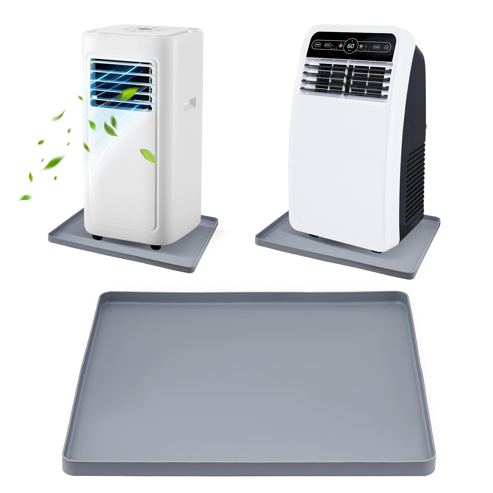 Portable AC Drip Pan, 20''x16'' Portable Air Conditioner Drip Pan, Prevent Water Leakage and Protect Floor & Carpet, Non-Slip Soft Silicone Mat with Raised Edge, for Under Portable AC Unit Drip Tray