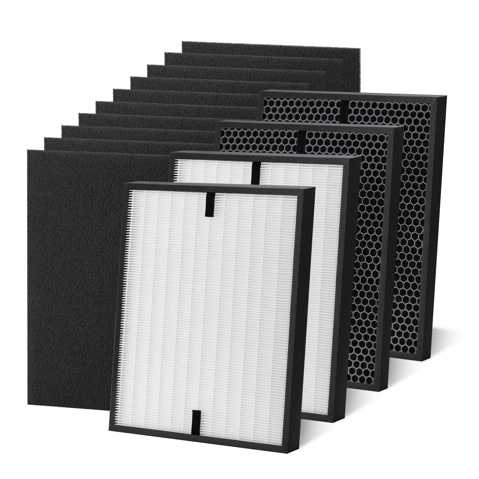[14 Pack] 3000 Air Replacement Filters, Compatible with Air Doctor 3000, 3000M, 3000Pro Purifier, Includes 2 High-Efficiency Air Filter, 2 Activated Carbn and 10 Extra Premium Pre-Filters