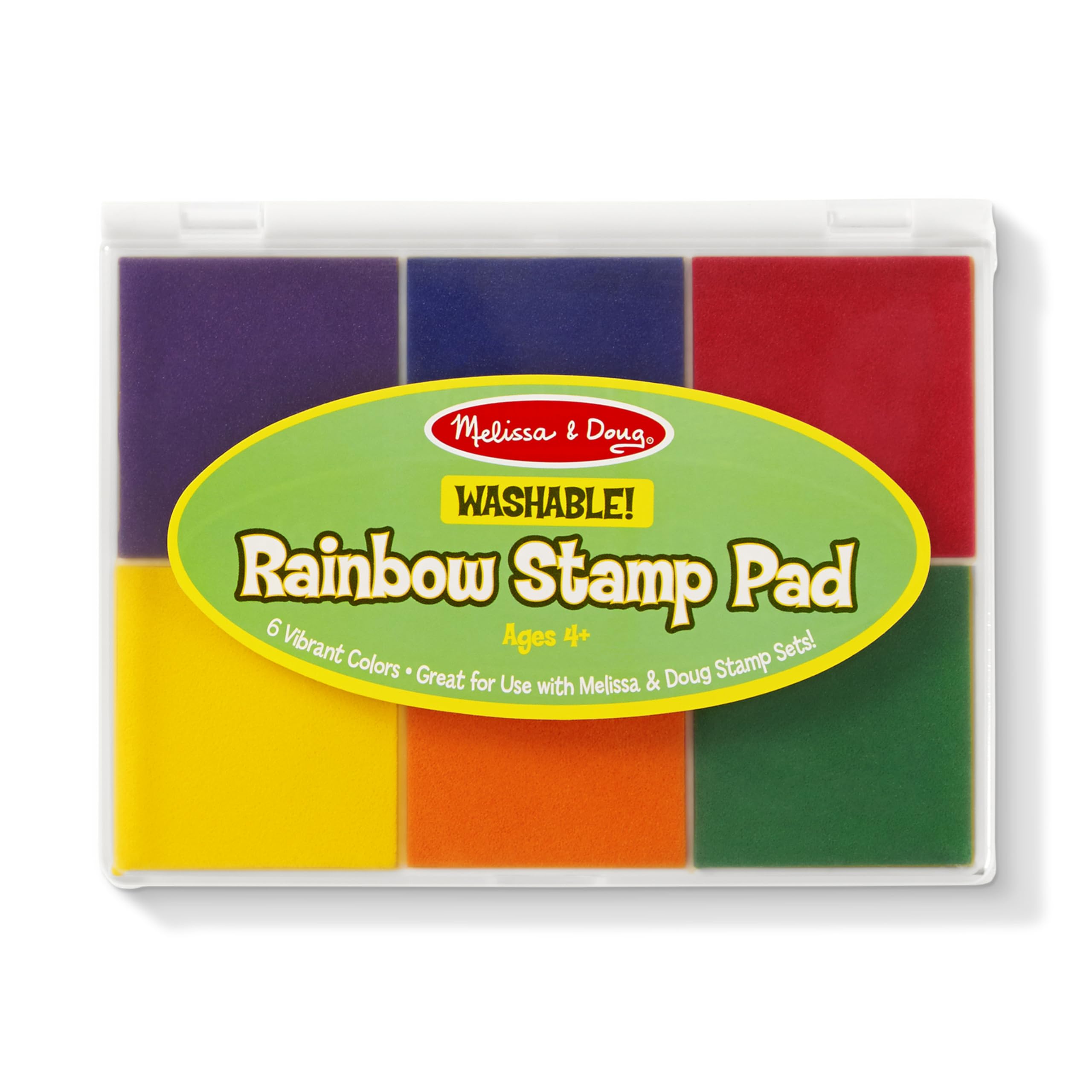 Melissa & Doug Rainbow Stamp Pad - 6 Washable Inks Washable Stamp Pads for Rubber Stamps, Arts and Crafts Supplies for Kids Ages 4+