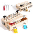 INIFEIDALA Montessori Busy Board for Toddlers 3-5,Wooden Sensory Toy with Locks,Latches & Screwdriver Set, Fine Motor Skills Learning Toy for Travel,Quiet Play & Preschool Activities