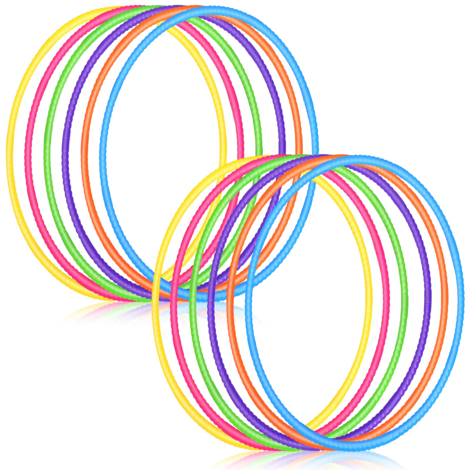 Sratte 12 Pcs Toy Hoop for Kid Detachable Adjustable Toy Hoop Colored Hoop Exercise Ring Plastic Circle for Kid Teen Gymnastics Dog Agility Equipment, Require Self Assembly(Stylish Colors, 28 Inch)