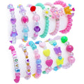SIELEVIN 12 PCS Kids Bracelets for Girls Jewelry Little Girl Beaded Bracelets Flower Butterfly LOVE Letter Pink Princess Pretend Play Party Favor Easter Christmas Birthday Gift