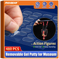 PHIXBEAR 480 Pcs Removable Gel Glue Putty for Museum Action Figures, Clear Earthquake Adhesive Dots, Sticky Tack Dots for Wall Hanging, 0.31x 0.51 Wax Mounting Putty