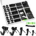 KURUI Picture Hangers, 385Pcs Picture Hanging Kit with Heavy Duty Picture Hanging Hooks, Sawtooth, Hardware Nails and Picture Hanging Tool, Wall Hangers for Frame, Painting, Art, Photo (Black)