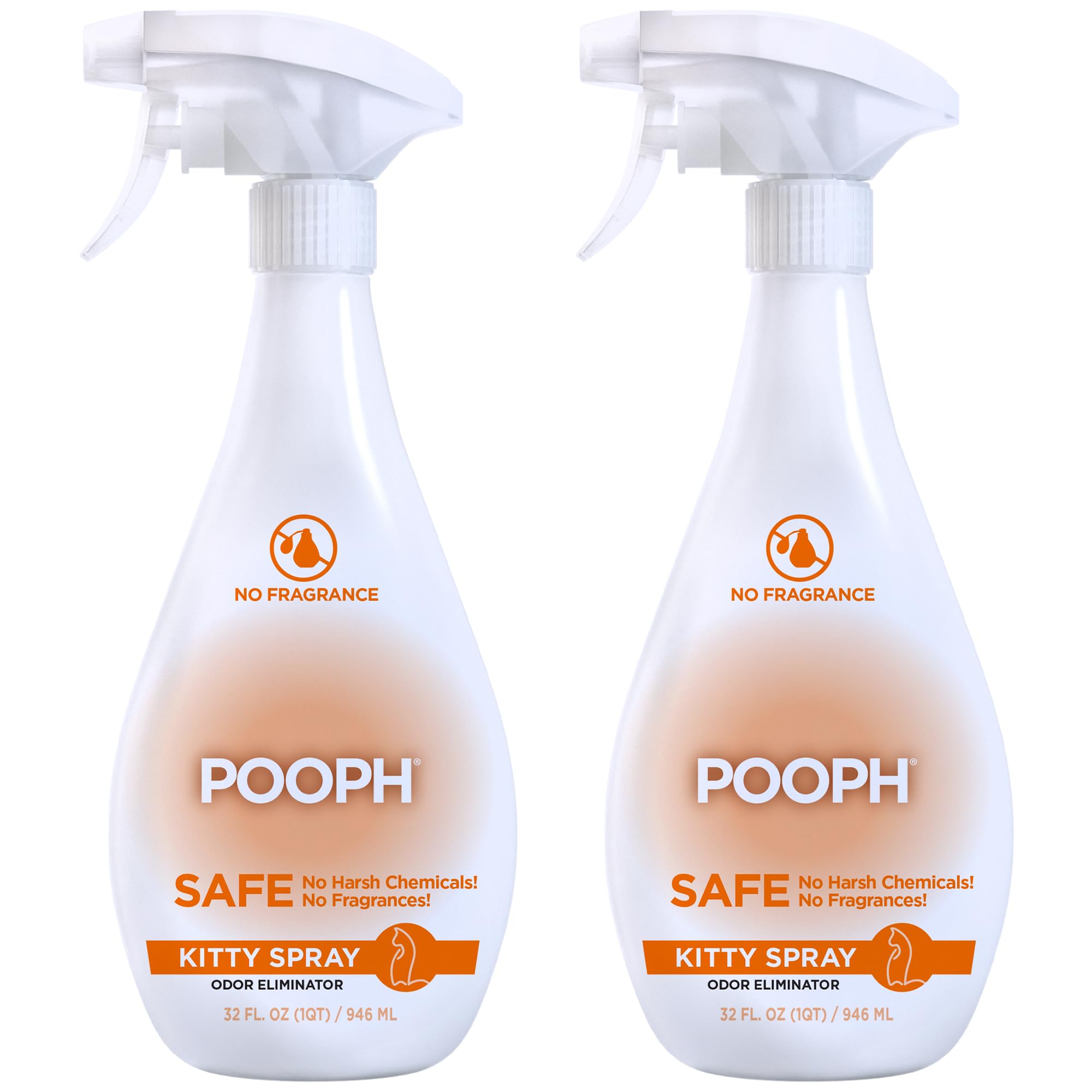 POOPH Kitty Spray - Odor Eliminator, 32oz - Dismantles Odors on a Molecular Basis, Cats, Freshener, Eliminator, Urine, Poop, Pee, Deodorizer, Fresh, Clean, Furniture, Potty, Safe - 2 Pack