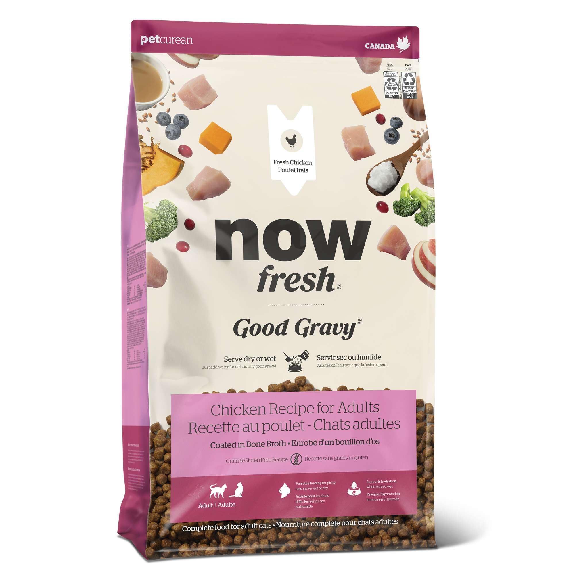 Now Fresh Good Gravy Adult Dry Cat Food, Chicken Recipe, Grain-Free, Bone Broth Coated Kibble, 8 lbs