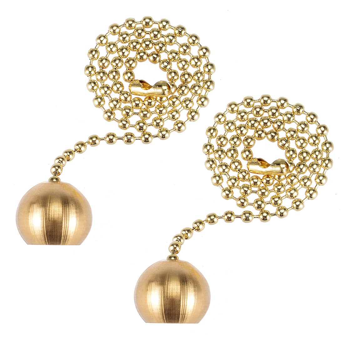 uxcell 12 inch Brass Pull Chain Extension Ornaments Decorative Ball Pendant for Ceiling Fan Light Pack of 2
